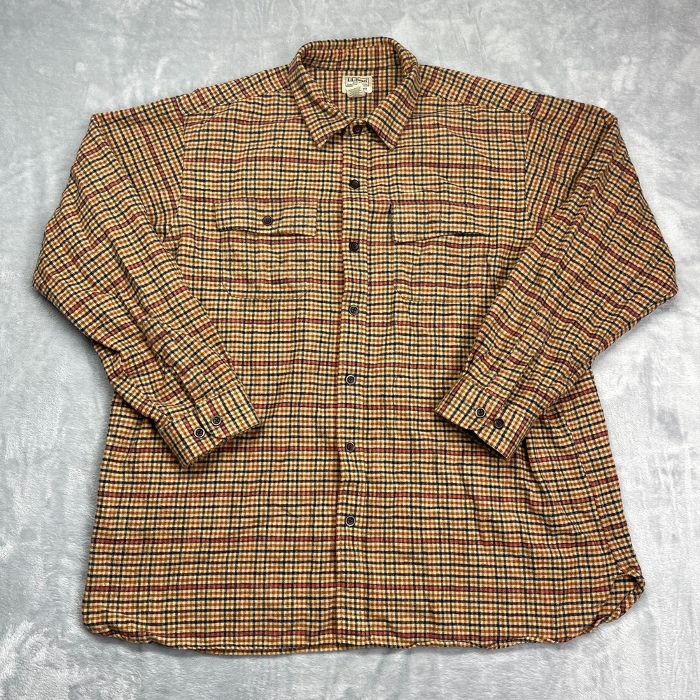 L.L. Bean Flannel Shirt Mens XXL Multi Plaid Traditional Fit Collared Button Up